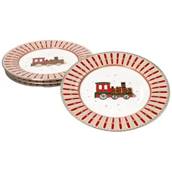 4x Polar Train Kuchenteller 4 Personen Porzellan Dessert-Teller Weihnachten