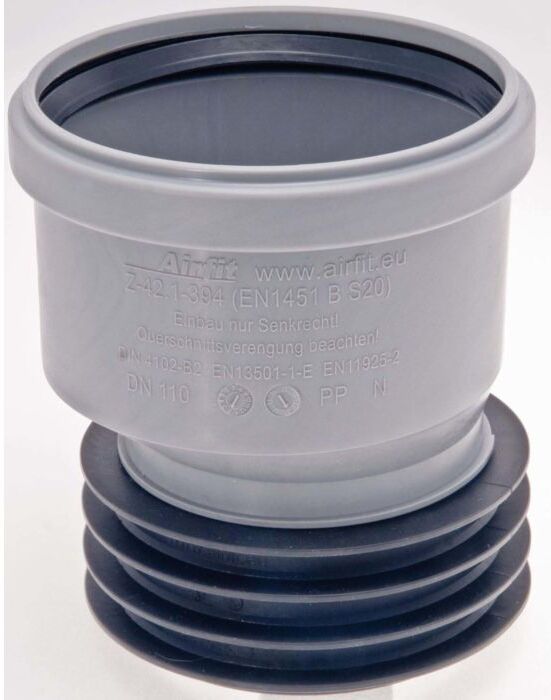 Airfit Plus Universal-Steckmuffe 111110S DN 110 x 110, exzentrisch, aus Polypropylen, für HT, KG und SML Rohe geeignet