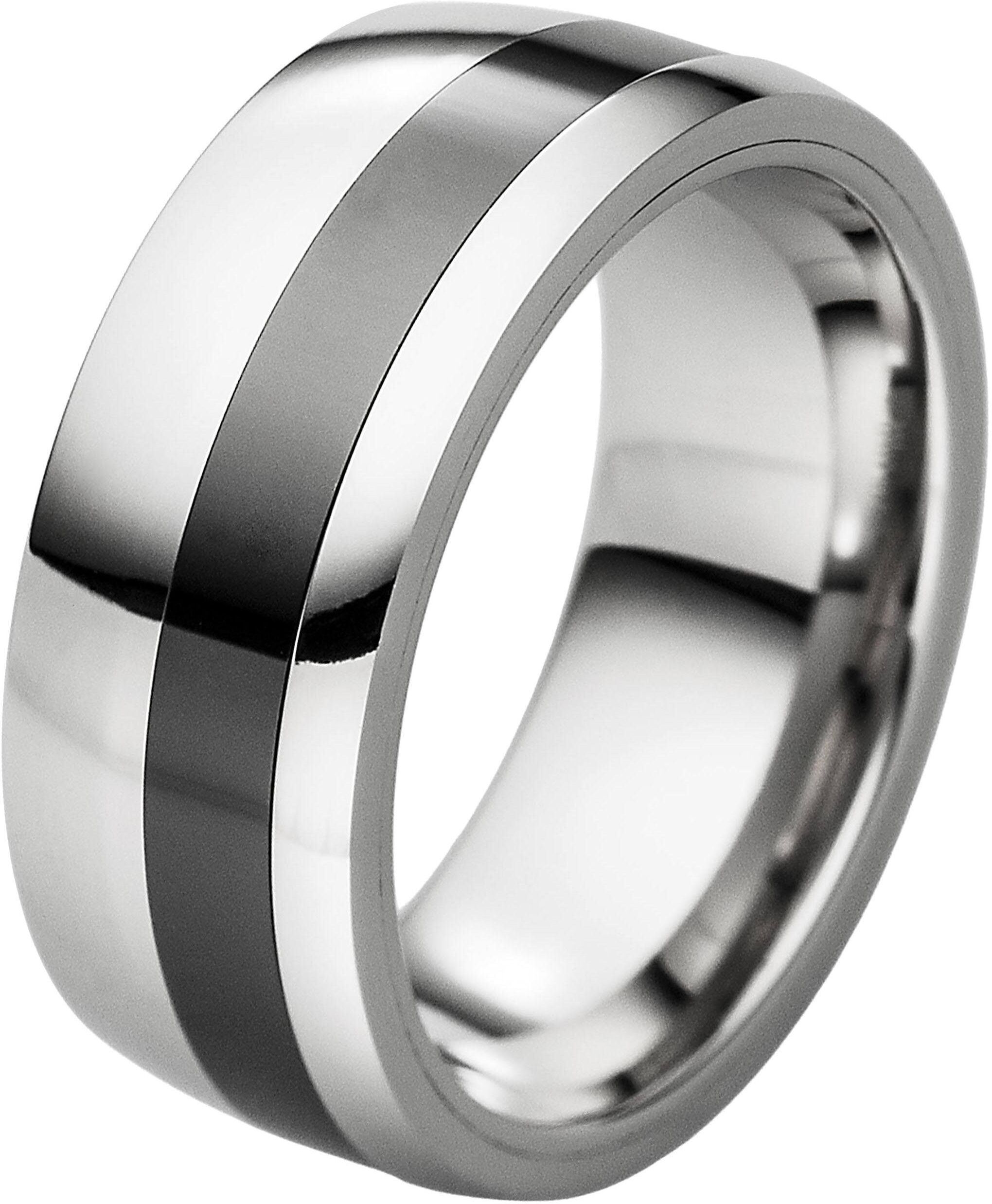 Trauring DOOSTI "Schmuck Geschenk Edelstahl Trauring Ehering Partnerring LIEBE" Gr. 52, schwarz (edelstahlfarben, schwarz), Fingerringe, Damen, 52, ohne Zirkonia, Edelstahl Keramik, 9mm, Edelstahl, Keramik, Trauring, Made in Germany - wahlweise mit oder o