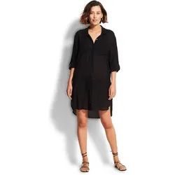 SEAFOLLY Damen Strandkleid /-Hemd "Crinkle Twill Beach Shirt", Größe S in Schwarz Schwarz