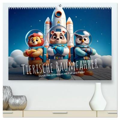 Tierische Raumfahrer: Durch das Universum mit Fell und Feder (hochwertiger Premium Wandkalender 2027 DIN A2 quer), Kunstdruck in Hochglanz
