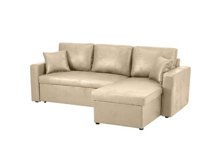 Cyrus - Canapé d'angle réversible 4 places - convertible avec coffre - en simili - Beige