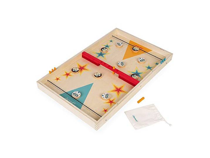 Janod - Retro Wooden Sling Punk Game Children’s Board Game - Game of Skill - Teaches Strategy and Concentration - FSC Certified - Suitable for Ages 3 and up, J02079