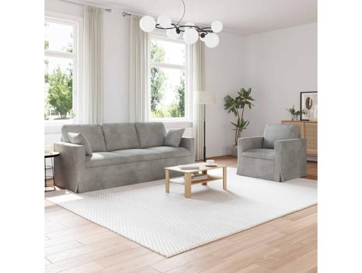 KGHERMDF Sofa Set 2 STK. Hellgrau Samt Modulares Sofa mit Metallrahmen Schaumstoffkissen, schwarzer Metallrahmen, flexibel umstellbar, pflegeleichte Samtoberfläche, für Wohn- und Schlafzimmer