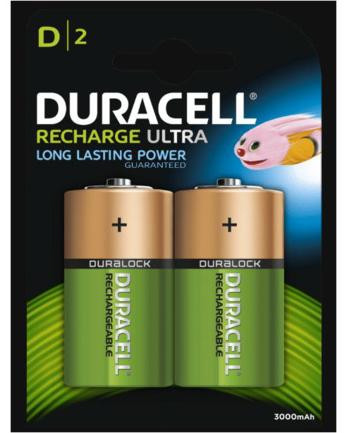 Duracell Recharge Ultra D-batterijen, 3000mAh, 2 stuks, zwart en meerkleurig