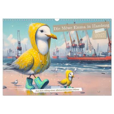 Die Möwe Emma in Hamburg (Wandkalender 2027 DIN A3 quer), CALVENDO Monatskalender