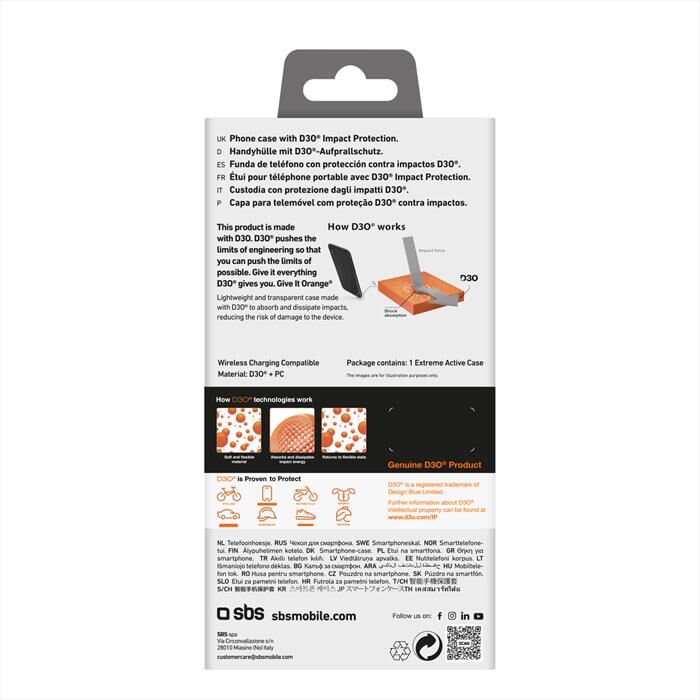 SBS Cover D3o Cover iPhone 16 Ted3ocovip1661-trasparente
