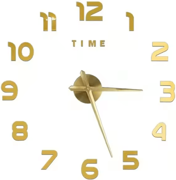 Inspire Picks 3D DIY Frameless Wall Clock Luminous Silent Modern Wall Decor Stickers 023 Gold 3d 37 Inch (90cm)