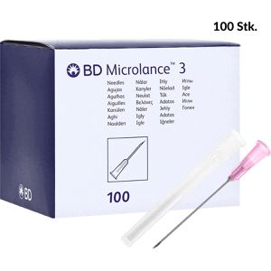 BD Kanülen Microlance 3, 100 Stück, 18G x 1,5 Zoll, rosa, sterile Injektionskanüle