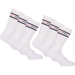 FILA Unisex Socken 6 Paar - Street, Sport, Lifestyle, Socks Set, Stripes (2x 3 Paar) Weiß / 43-46 (9-11 UK)