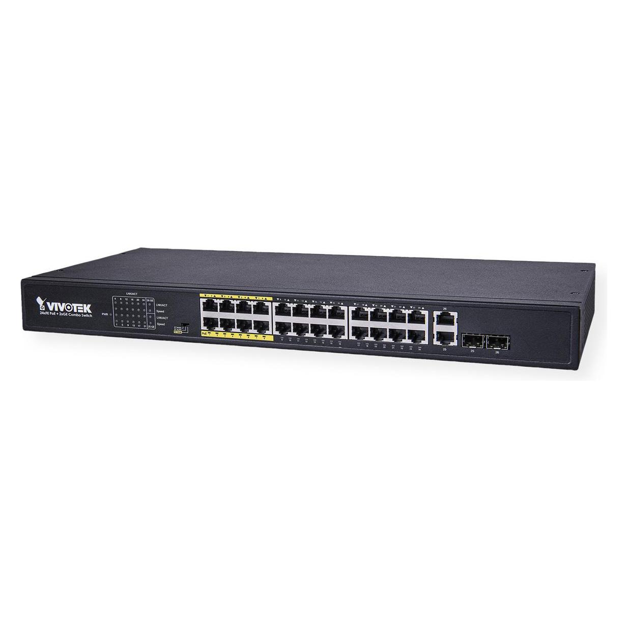 Vivotek AW-FGT-260D-380 - Switch - unmanaged - 24 x 10/100 (PoE+) (26 Ports) (AW-FGT-260D-380,EU)