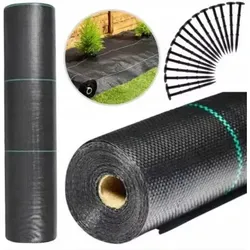 Schwarzes Agrotextil 160cm x 50m UV 90 g Anti-Unkraut-Agrotextil + Anker