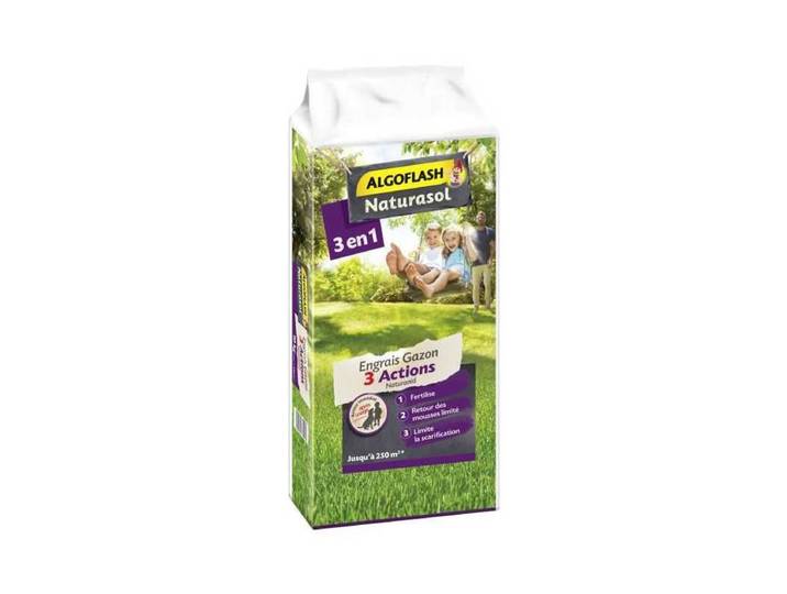 Naturasol - Algoflash Engrais Gazon Ag3bio250 3 Actions Naturanid - 10 Kg