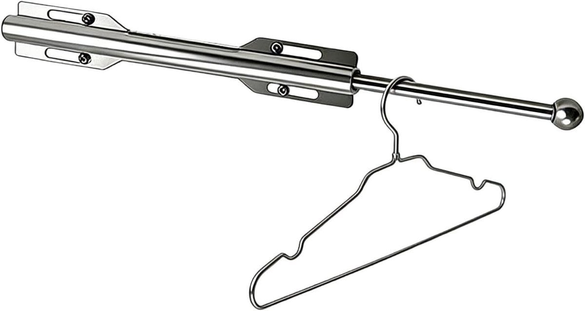 Uittrekbare kledingstang Valet Rod in roestvrij staal, zilvergrijs, 365 x 9 cm