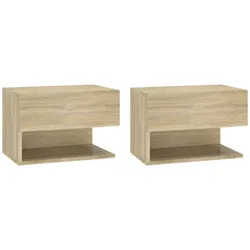 Décoshop26 - Set aus 2 wandmontierten Nachttischen mit Schublade und Ablage in Eichenholzoptik DEC036067