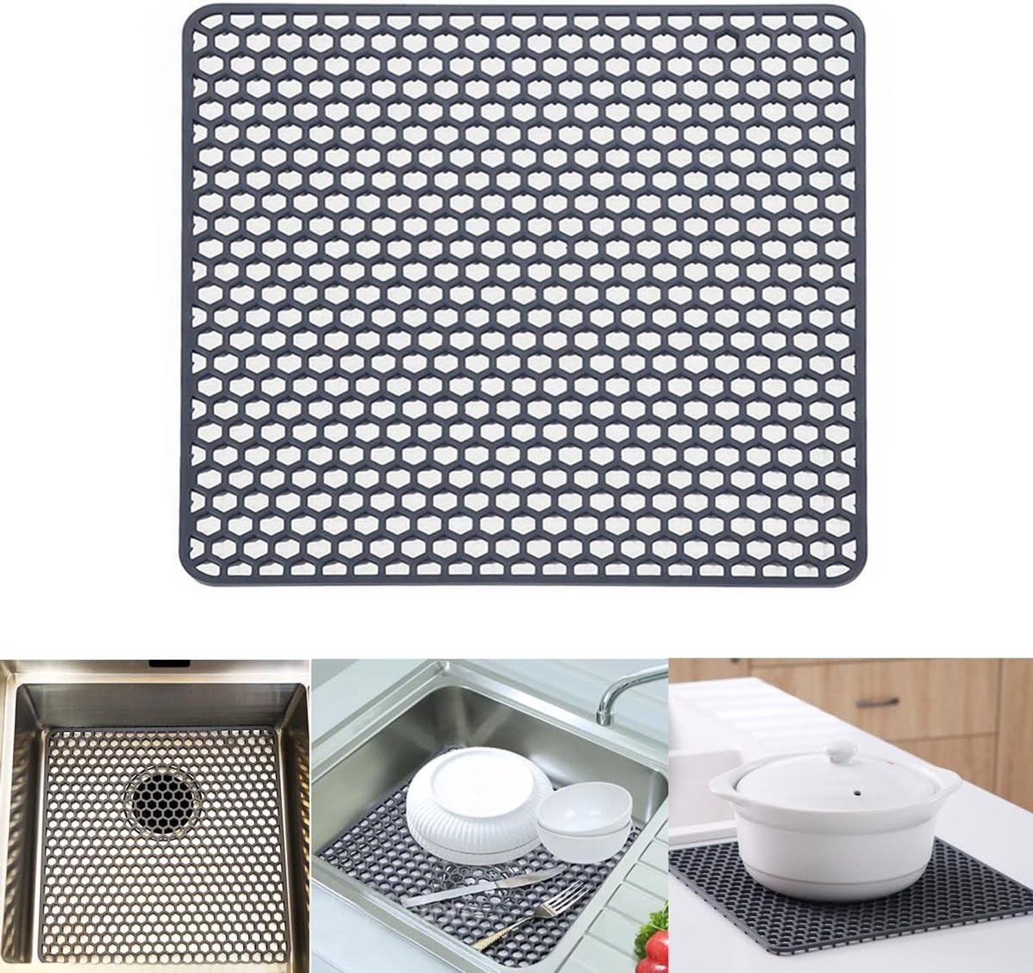 Non-slip Siliconen Afvoer Mat 30x30 cm voor Keuken en Badkamer, Vaatwasser Bestendig en Duurzaam