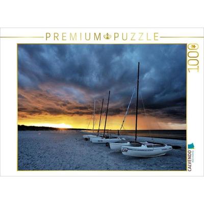 CALVENDO Puzzle Aufziehendes Unwetter zum Sonnenuntergang | 1000 Teile Lege-Größe 64x48cm Foto-Puzzle für glückliche Stunden