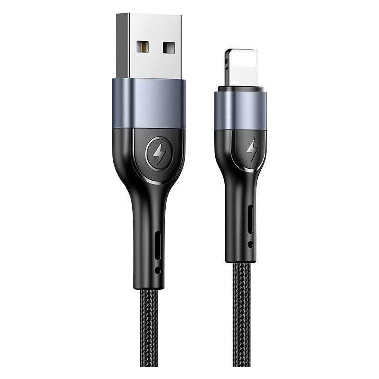 Usams Kabel pleciony U55 2A lightning czarny/black 1m SJ448USB01 (US-SJ448) (1 m, USB 3.2 Gen 1) (SJ448USB01)