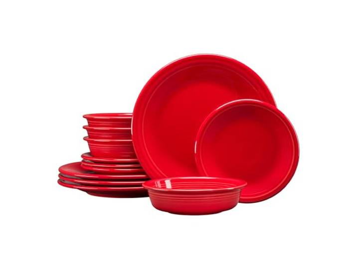 Fiesta® 12-teiliges Geschirrset mit klassischem Rand, Scharlachrot
