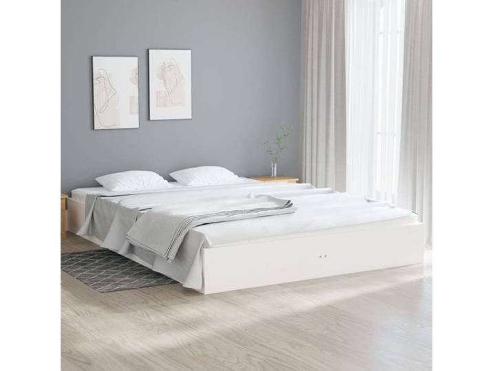 SALE 2025 Structure/Cadre de lit - Lit 2 personnes - blanc bois massif 120x200 cm 21.05 Kg 1927
