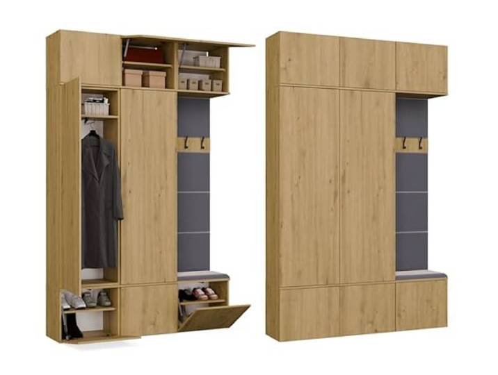 BDW Kleiderschrank HAGA III 2Schrank1Hänger Artisan Oak 2X Schrank + Hänger