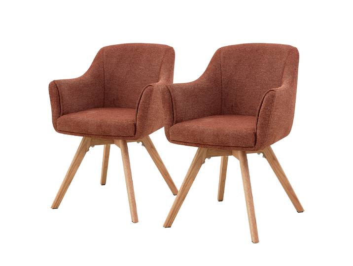 Chaise à accoudoirs pivotante VESHI x2 61 x 86 x 64cm Beige/Rouge rouille