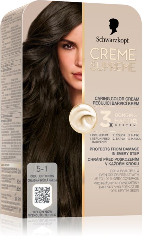Schwarzkopf Creme Supreme coloration cheveux permanente teinte 5-1 Cool Light Brown 60 ml