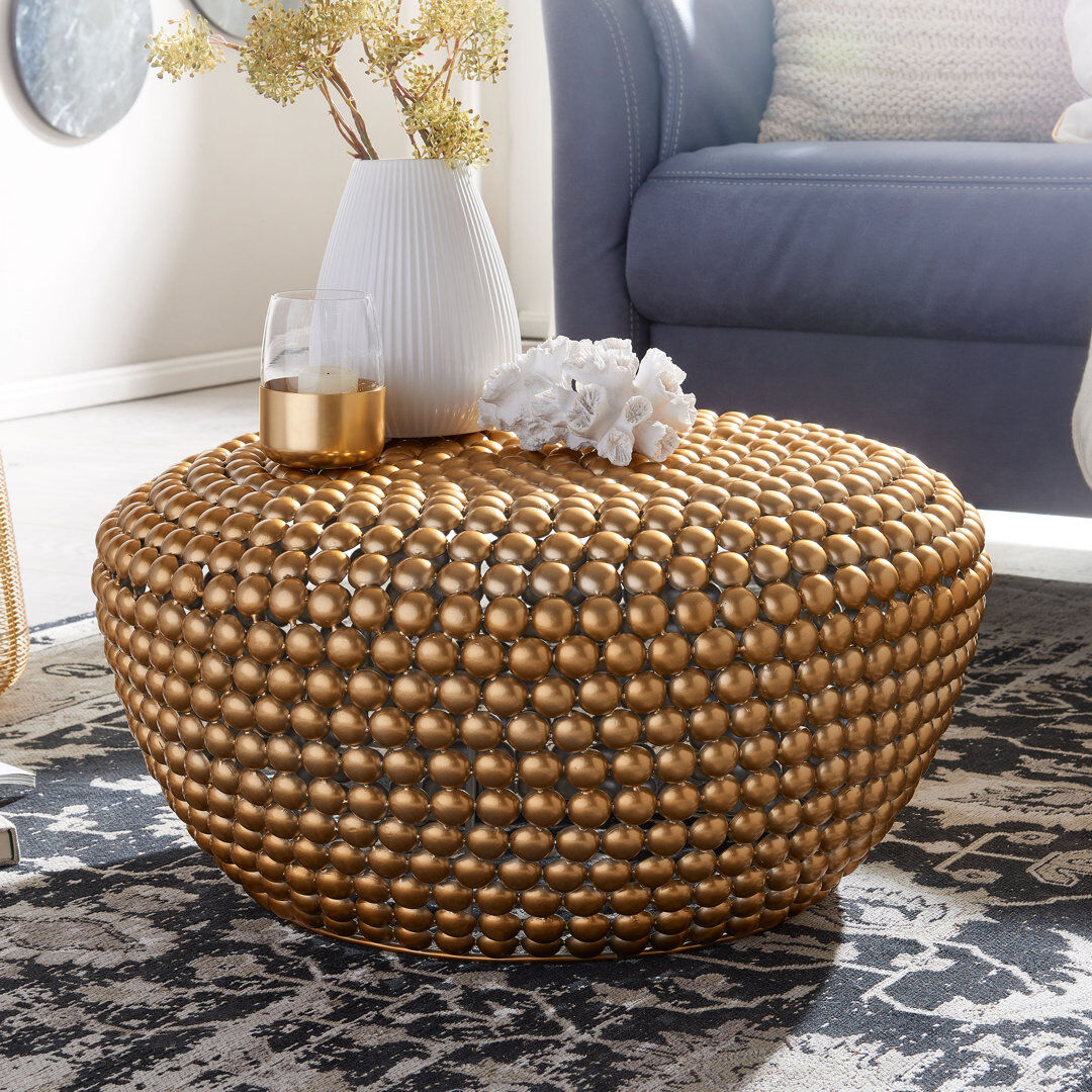 World Menagerie Dupras Solid Coffee Table Gold 30cm H x 60cm W x 60cm D