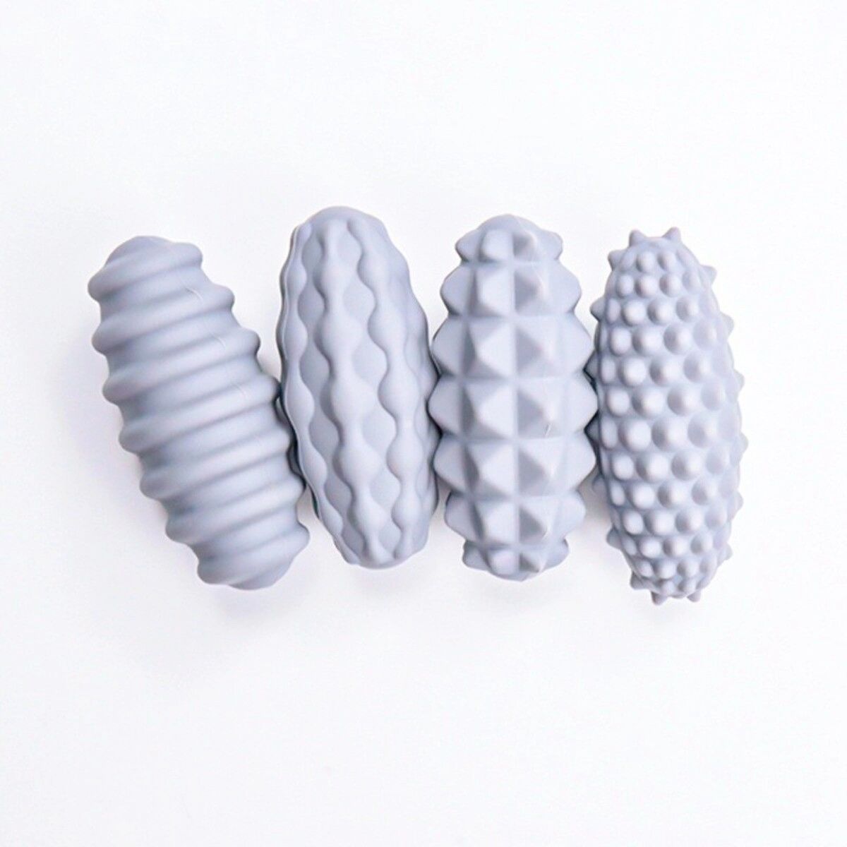 INF Silikon magnetische Sensorikbälle (4er-Pack) — Elliptischer taktiler Fidget für Stressabbau und leises Spielen am Grau