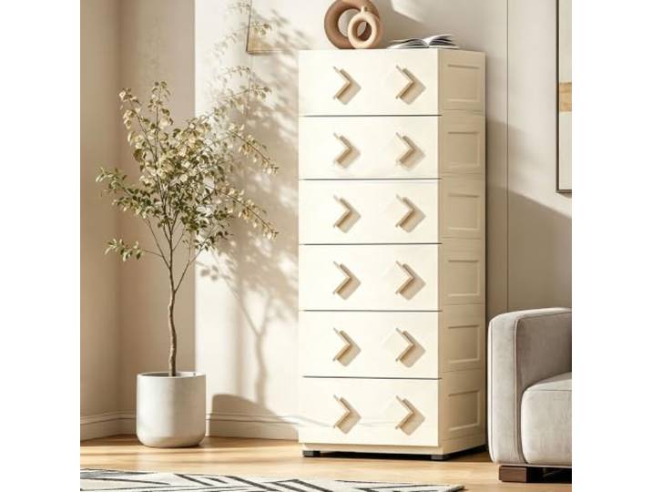 LLNWDNB Kommode mit 7 Schubladen Multifunktionaler Aufbewahrungsschrank mit Mehrschichtige Schubladen und Rollen Kommodenschrank Stapelboxen für Schlafzimmer, Büro, Wohnzimmer Flur 6-Layer