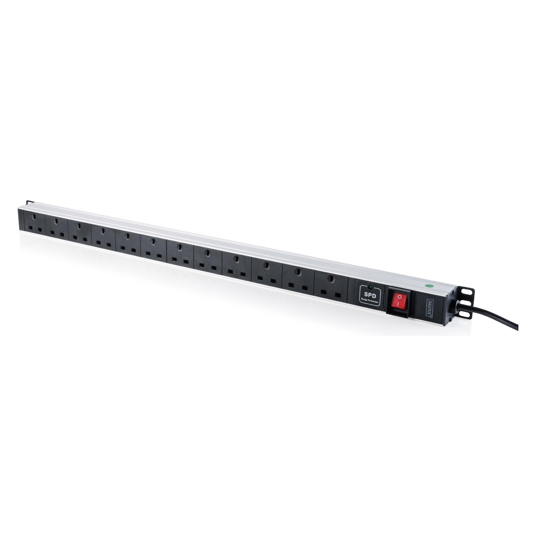 Digitus 1U PDU,geschaltet,m.Überlastschutzabdeckung 12x UK Steckdosen,vertikale Montage, 1,8 m Kabel (DN-95462)