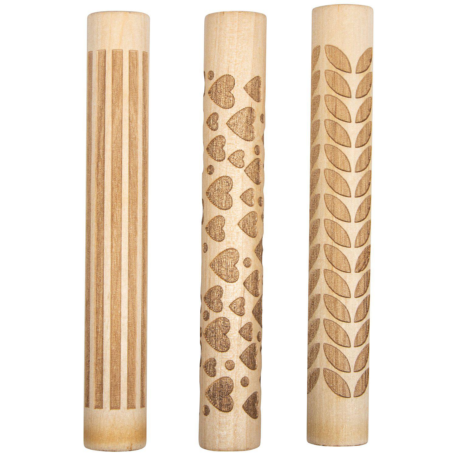 Holz Motivmuster Roller "Love", 3 Stück
