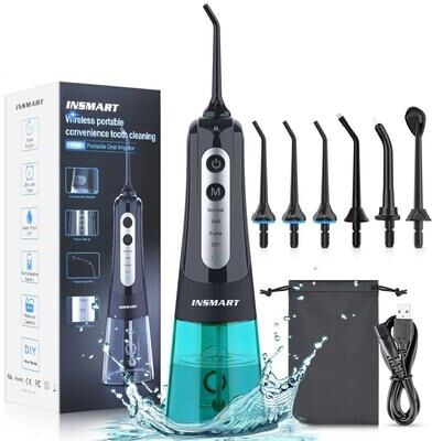 Uplift Essentials Portable Dental Water Flosser With Whitening Jet And 300ML Tank black Green