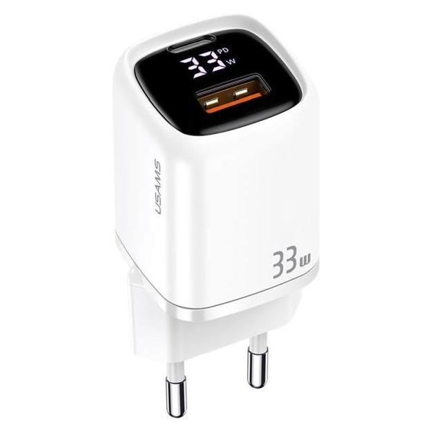 Usams 33W QC + PD Digital Display Fast Charger (33 W, 1 Port) (301-6036)