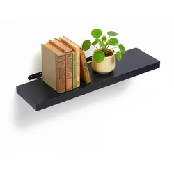 Relaxdays Wandregal mit Metallhalterung Schwarz
