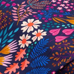 Albstoffe Bio-Sweat / French Terry "Flower Fields" by Hamburger Liebe, marine-color