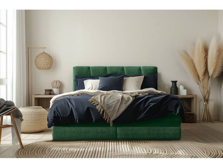 Boxspringbett Leanne 180 x 200cm Strukturstoff Onka Beige H3
