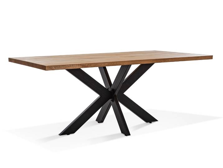TENNESSEE Massivholztisch, Eiche / Metallgestell Doppel-X, 160