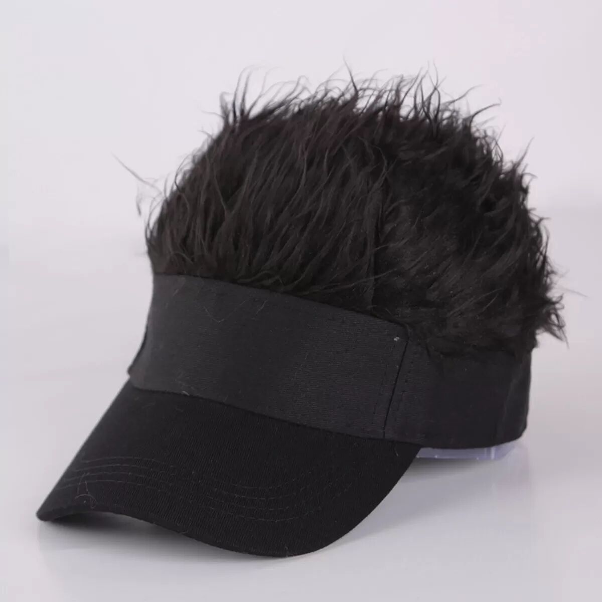 INF Baseballcap-Perücke – Integrierter Hut mit kurzer Perücke, Hochtemperaturfaser, natürlicher Stufenlook, leicht anzulegen Schwarz