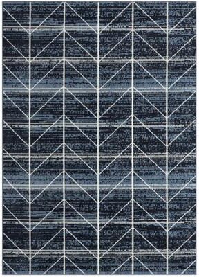 Everwash Treasure Arrow Modern Geometric Machine Washable Area Rug, Navy Blue/Grey