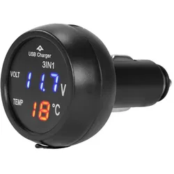 Carmotion USB Ladegerät 2,1A Zigarettenanzünder 12/24V mit Voltmeter und Tempera...