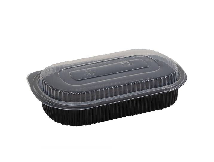 Einwegschale ELCO 900 ml 50 Stück , schwarz, Polypropylen, Schüsseln, Einwegschale, mit Deckel
