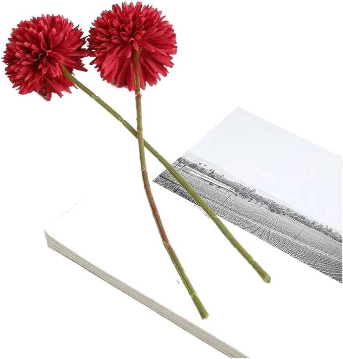 Set van 5 rode kunsthortensia boeketten voor onderhoudsvrije decoratie