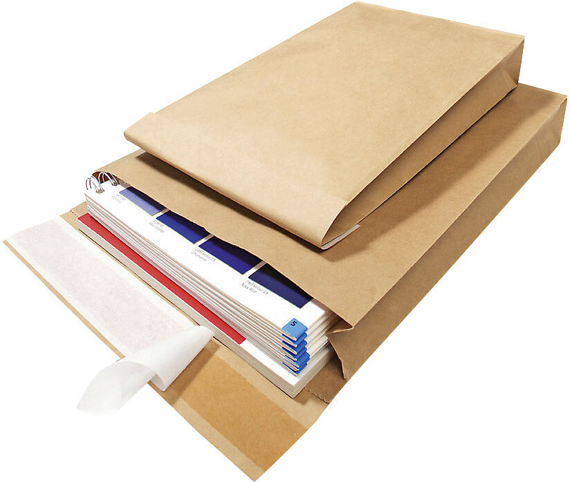 kaiserkraft Faltentasche Kraftpapier, leicht, VE 300 Stk, LxB 353 x 250 mm, DHL-Kleinpaket