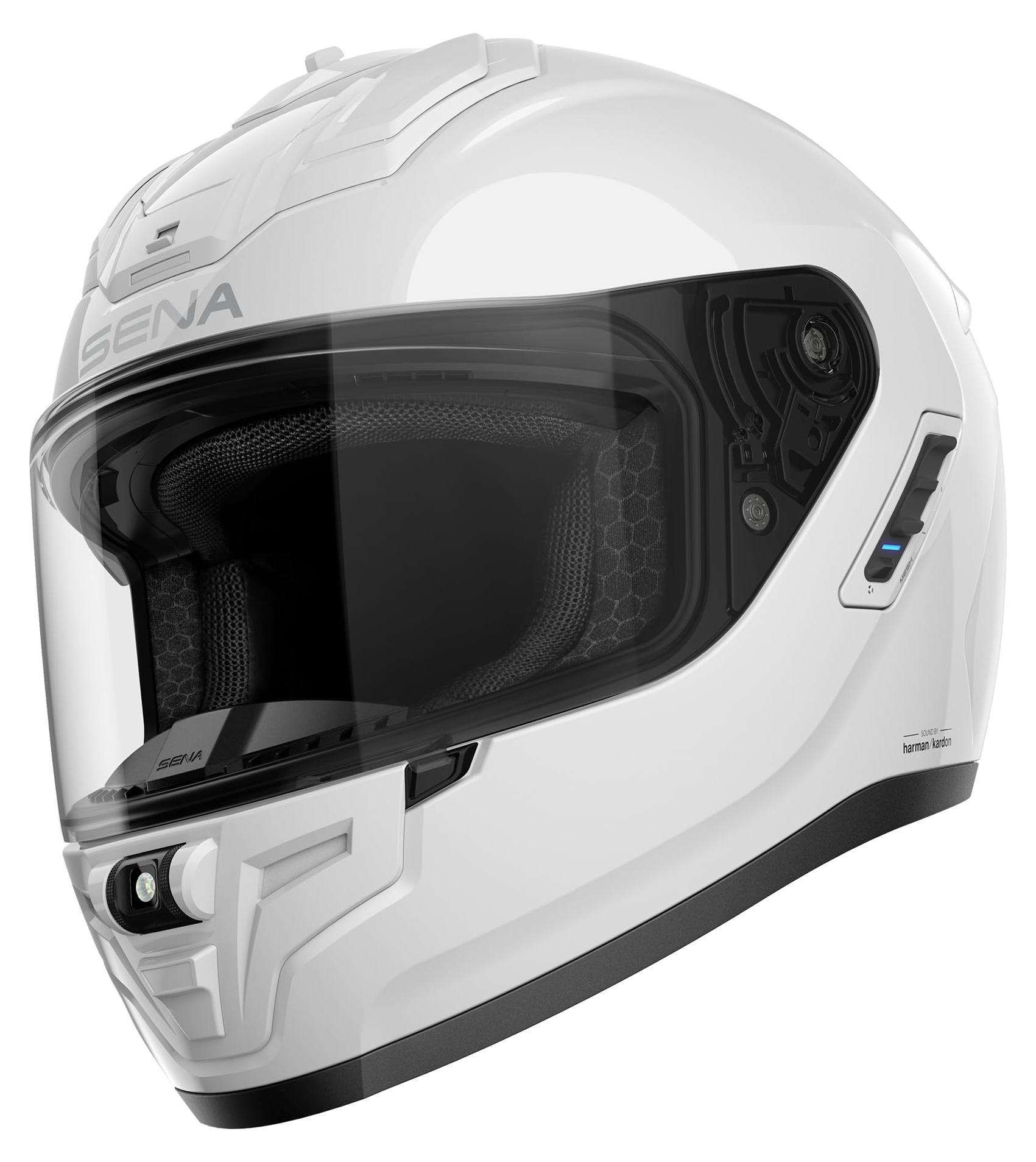 Integralhelm mit Kommunikation, LED-Licht, Sound, L, weiß