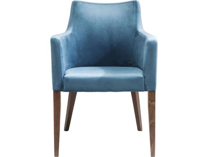 Chaise avec accoudoirs en velours bleu pétrole et hêtre laqué