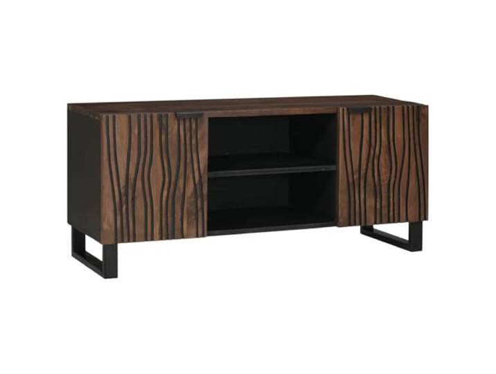 Roanoer TV Lowboard Wandmontiert Walnuss 105x33x46 cm TV Board Platzsparendes Hängeschrank Design für Wohnzimmer und Schlafzimmer mit zwei Fächern und Türen aus robustem Holzwerkstoff.