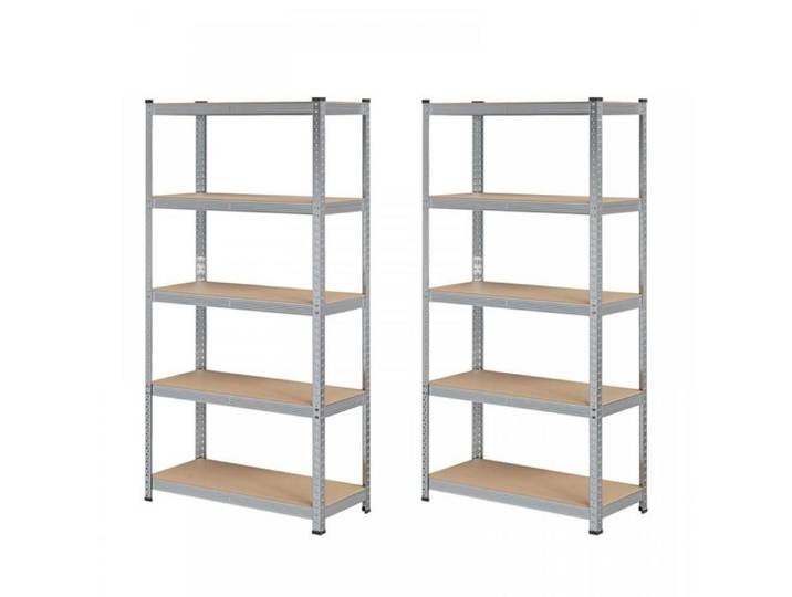 KEDIA Lot de 2 Étagère de Rangement à 5 Niveaux 50X100X200cm Structure trigonométrique Argent+bûche Niveau á 175 kg