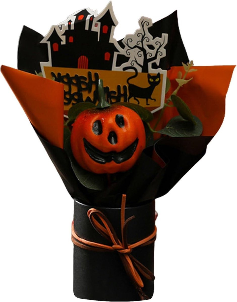 Nep Pompoen Bloemen Kunstboeket Herfst Decoratie Zwart 23x23 cm