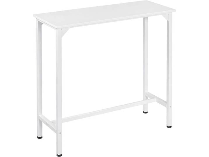 Table de bar étroite en métal et bois - EUGAD - 100x40x100 cm - Blanc - Table Haute Étroite